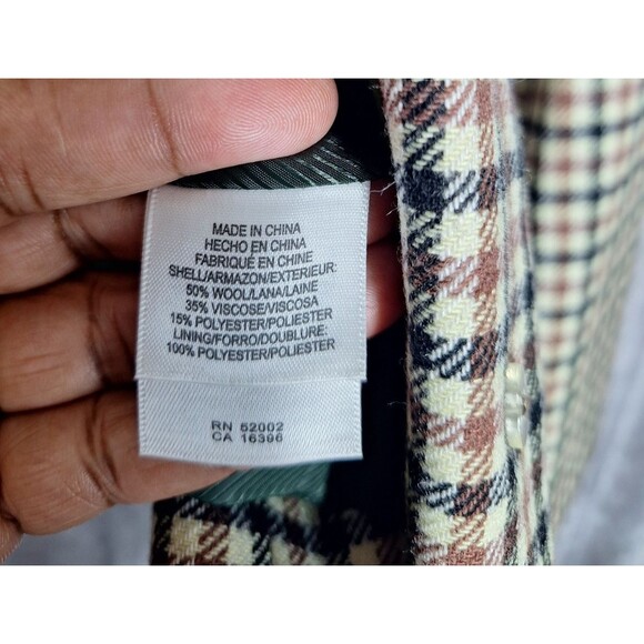Vintage Liz Claiborne New York Plaid Blazer Womens XL Wool Blend 3 Button Career - Picture 5 of 16